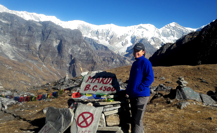 Mardi base camp, singu chuli peak view