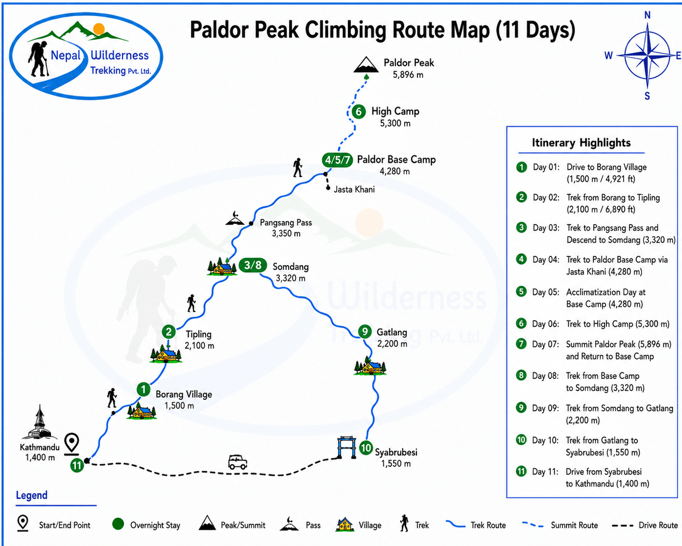 Paldor Peak Climbing route map