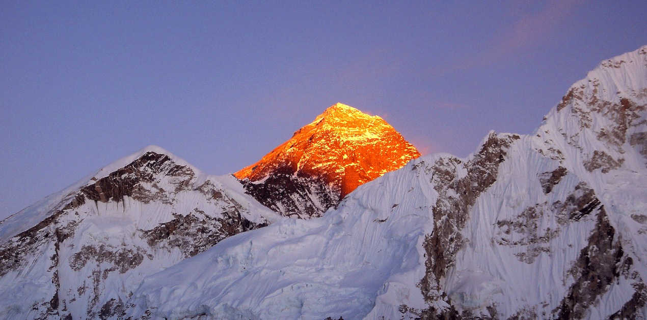 top of the everest, sunset view.