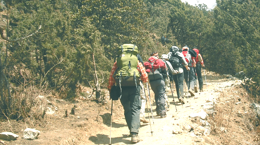 group hiking