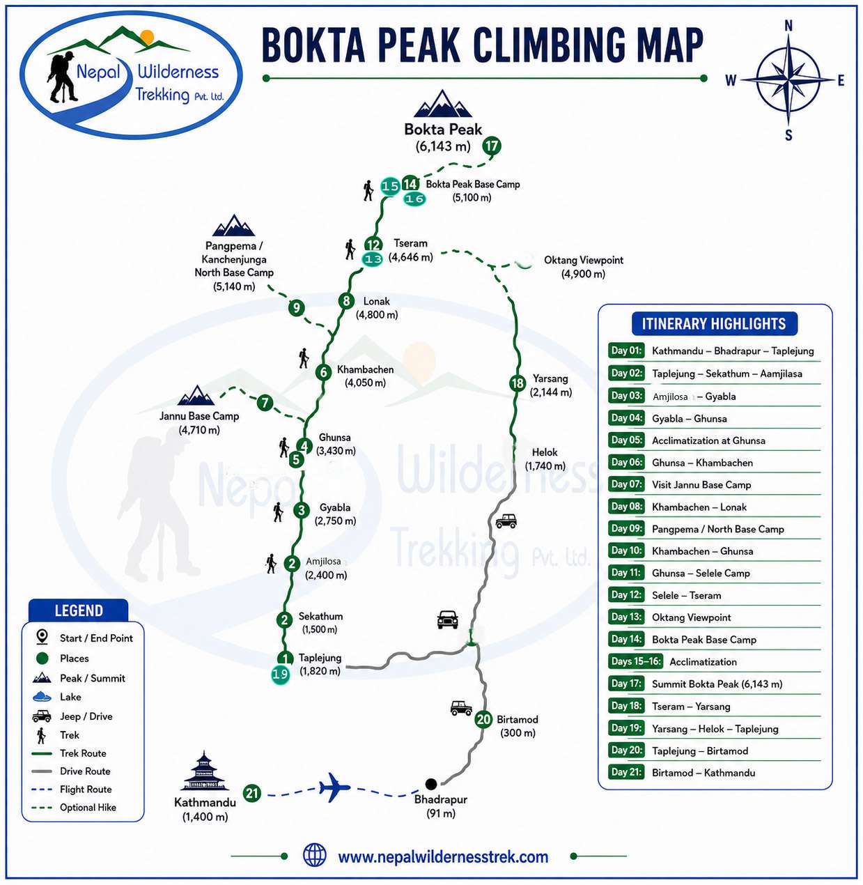 Bokta peak route map