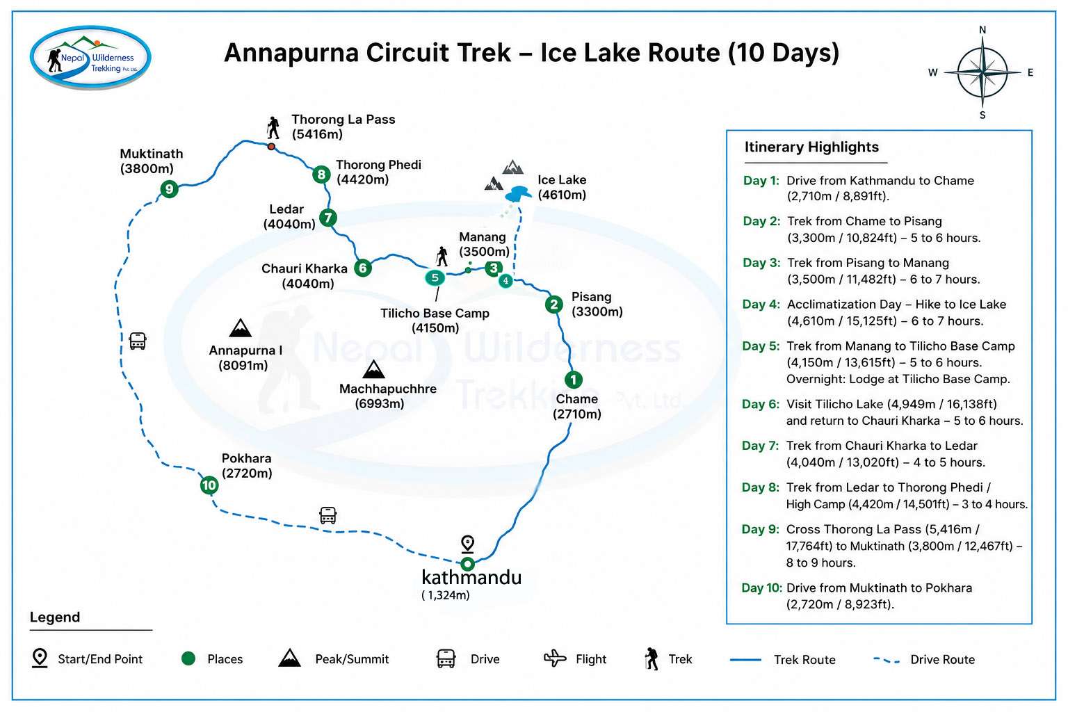 Ice Lake Trek route map