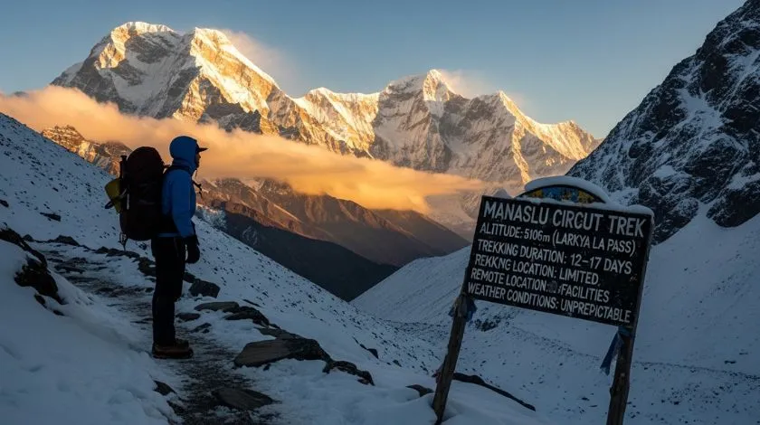 Larkya La Pass at Larkya La Pass at Manaslu Circuit Trek Nepal 