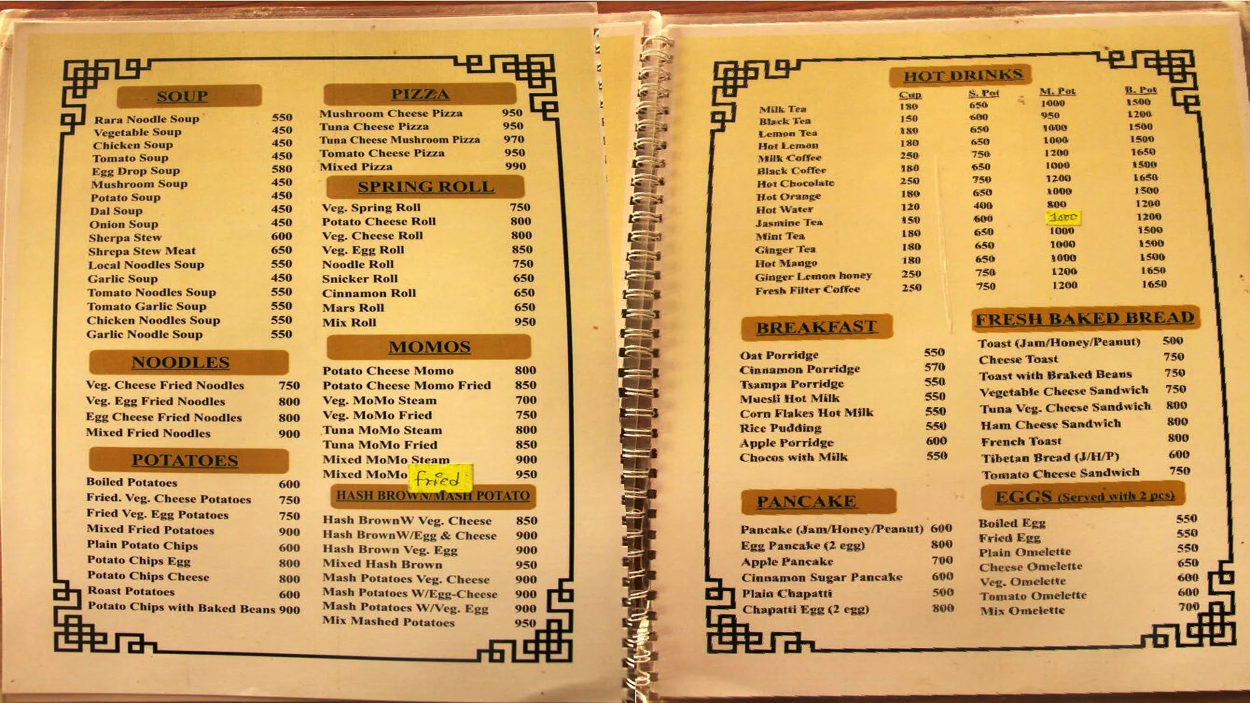 Everest trekking food menu
