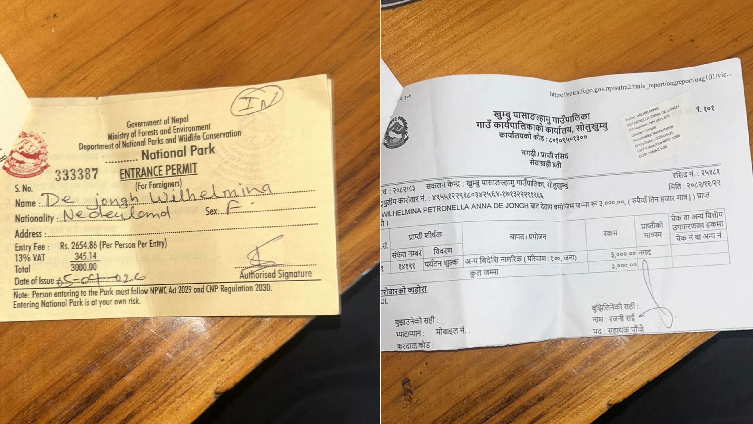 Sagarmatha trekking permit